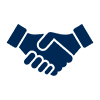 Icon of shaking hands representing founder focused.