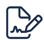 Icon graphic of a pencil signing a contract